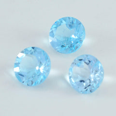 Riyogems 1PC Natural Blue Topaz Faceted 13x13 mm Round Shape A+ Quality Loose Stone