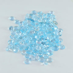Riyogems 1PC Real Blue Topaz Faceted 2x2 mm Round Shape startling Quality Gemstone