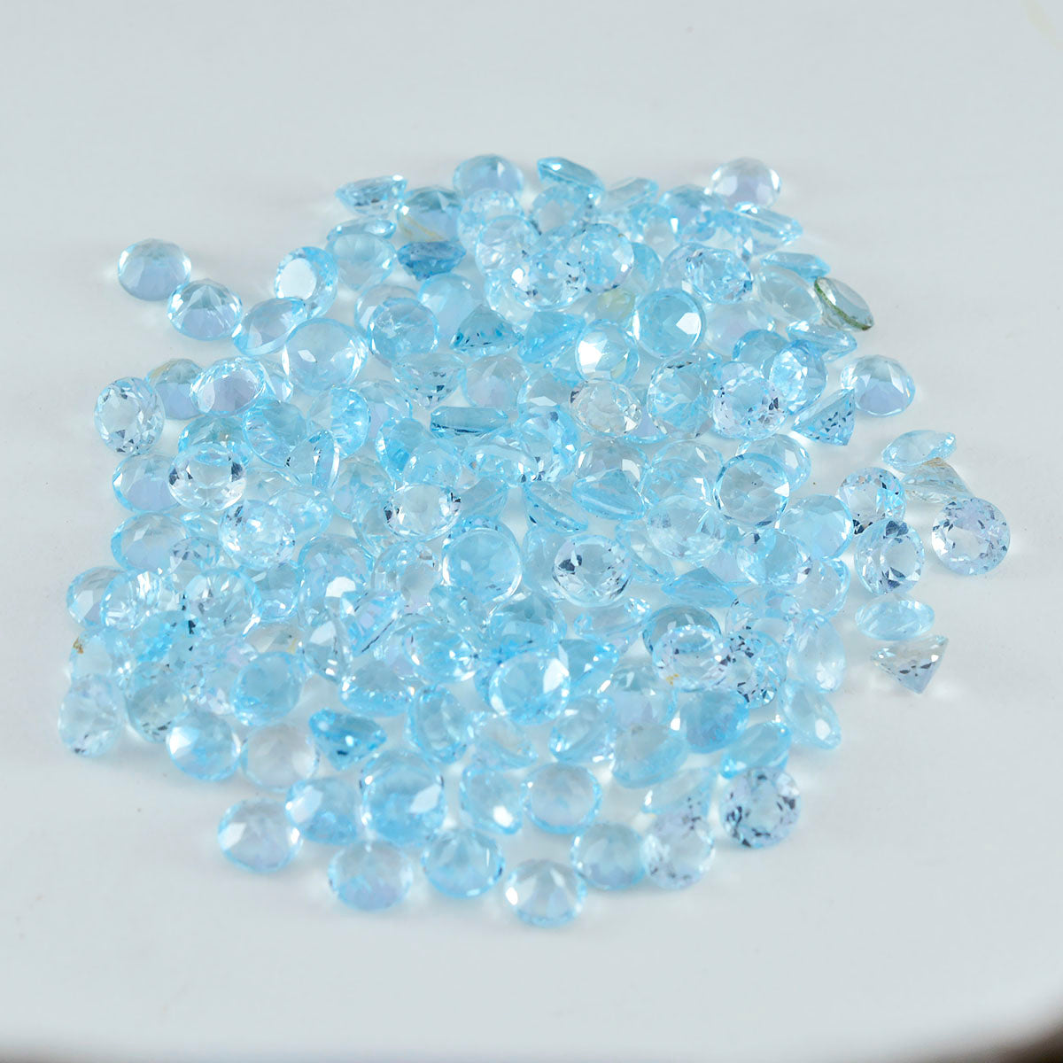 Riyogems, 1 pieza, Topacio azul Natural facetado, 4x4mm, forma redonda, gemas sueltas de calidad dulce