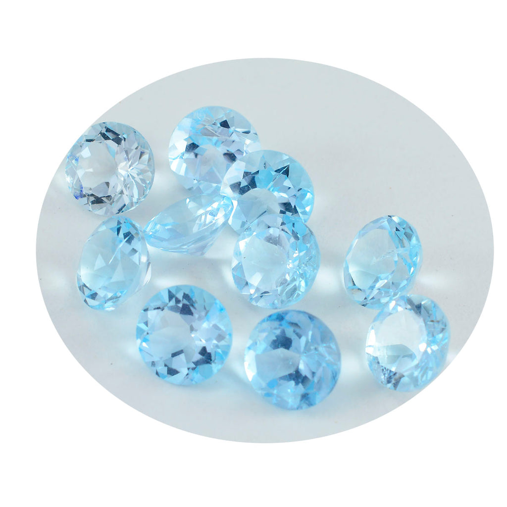 Riyogems 1PC Natural Blue Topaz Faceted 4x4 mm Round Shape sweet Quality Loose Gems
