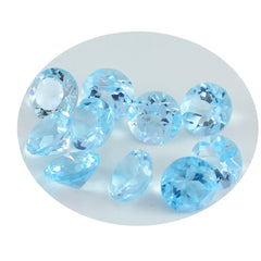 Riyogems 1 pieza de topacio azul auténtico facetado de 0.236 x 0.236 in, forma redonda, piedra preciosa suelta de calidad increíble