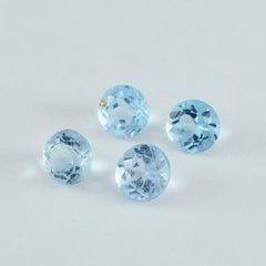 Riyogems 1PC Genuine Blue Topaz Faceted 6x6 mm Round Shape awesome Quality Loose Gemstone
