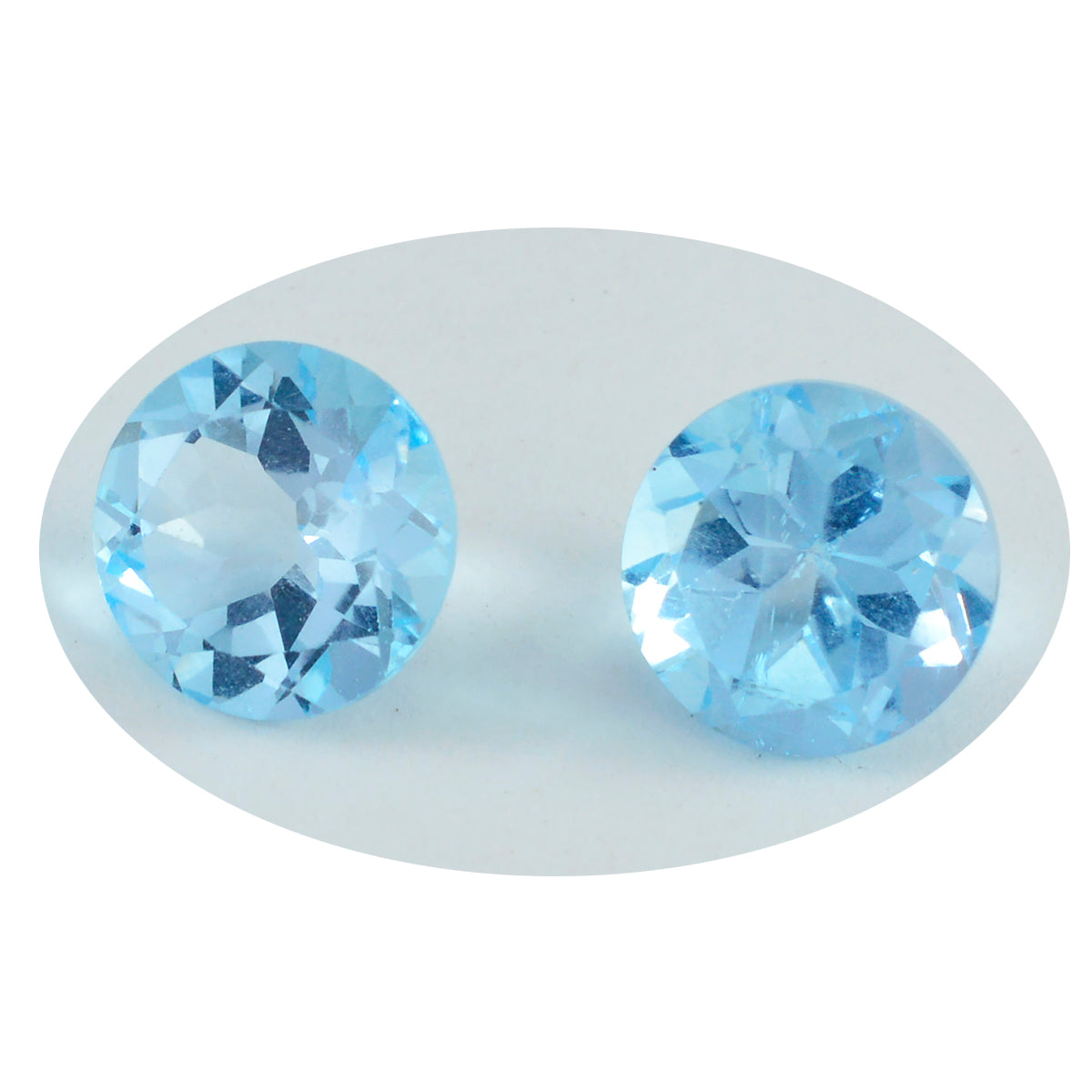 Riyogems 1PC Real Blue Topaz Faceted 8x8 mm Round Shape amazing Quality Gems