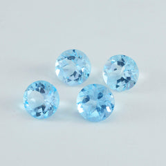 Riyogems 1PC Real Blue Topaz Faceted 8x8 mm Round Shape amazing Quality Gems