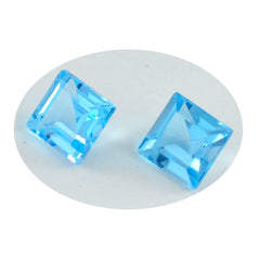 Riyogems 1 Stück echter blauer Topas, facettiert, 10 x 10 mm, quadratische Form, hübscher, hochwertiger loser Stein