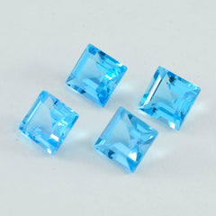 Riyogems 1 pieza de topacio azul natural facetado 11x11 mm forma cuadrada piedra preciosa suelta de buena calidad
