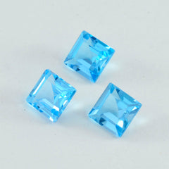 riyogems 1pc ナチュラル ブルー トパーズ ファセット 11x11 mm 正方形の形状の見栄えの良い品質のルース宝石