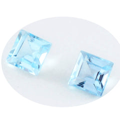 Riyogems 1PC Real Blue Topaz Faceted 12x12 mm Square Shape nice-looking Quality Gem