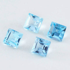riyogems 1pc リアル ブルー トパーズ ファセット 12x12 mm 正方形の形の見栄えの良い品質の宝石