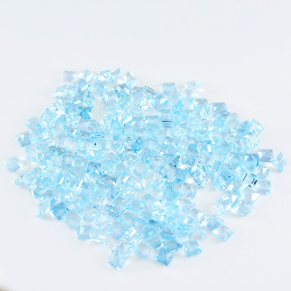 riyogems 1pc vero topazio blu sfaccettato 3x3 mm forma quadrata a+1 pietra preziosa sfusa di qualità