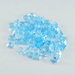 Riyogems 1PC Genuine Blue Topaz Faceted 4x4 mm Square Shape A1 Quality Gem