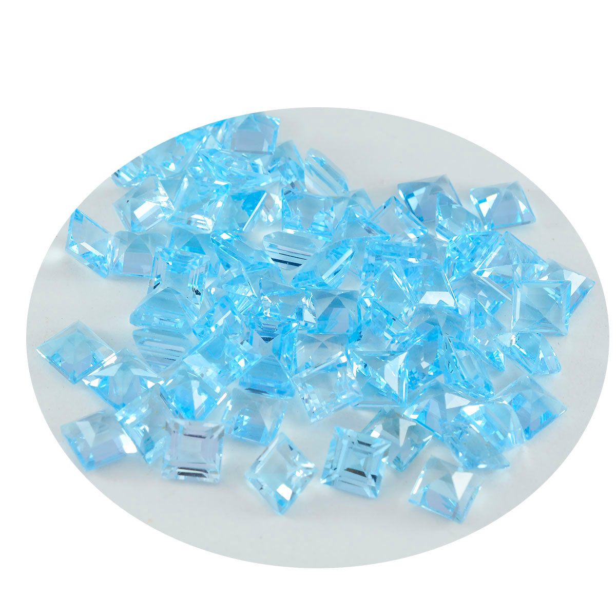 Riyogems 1PC Natural Blue Topaz Faceted 5x5 mm Square Shape Good Quality Gems
