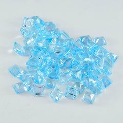 Riyogems 1 Stück natürlicher blauer Topas, facettiert, 5 x 5 mm, quadratische Form, hochwertige Edelsteine