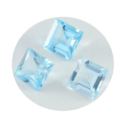 Riyogems, 1 pieza, Topacio azul Natural facetado, 8x8mm, forma cuadrada, gema suelta de calidad atractiva