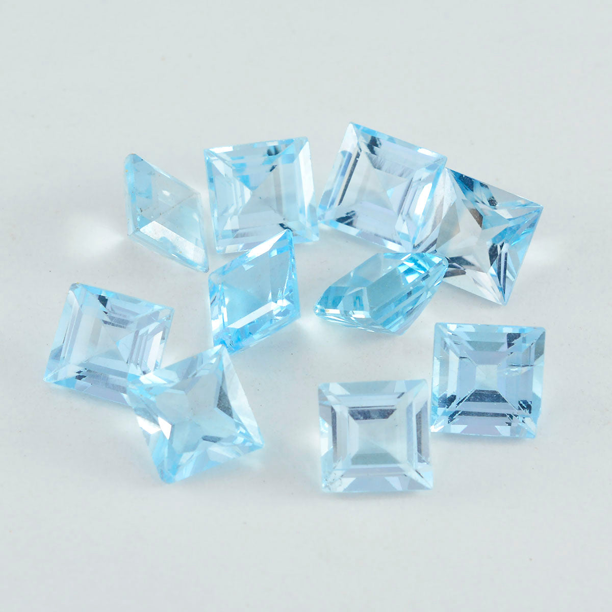 riyogems 1pc 本物のブルー トパーズ ファセット 7x7 mm 正方形の美しい品質の宝石