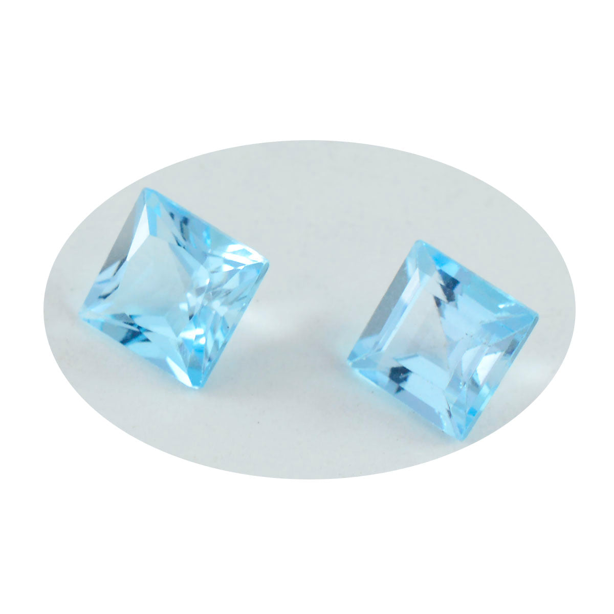 riyogems 1pc ナチュラル ブルー トパーズ ファセット 8x8 mm 正方形の形状の魅力的な品質のルース宝石