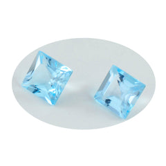 Riyogems 1 pièce topaze bleue naturelle à facettes 8x8mm forme carrée qualité attrayante gemme en vrac