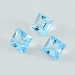 Riyogems 1 pièce de topaze bleue véritable à facettes 9x9mm forme carrée jolie qualité pierres précieuses en vrac