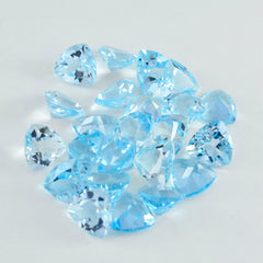Riyogems, 1 pieza, Topacio azul Natural facetado, 7x7mm, forma de billón, gemas sueltas de buena calidad