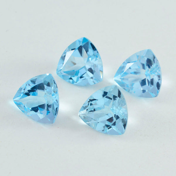 Riyogems 1PC Genuine Blue Topaz Faceted 9x9 mm Trillion Shape fantastic Quality Loose Gemstone