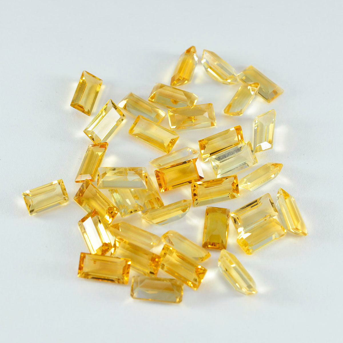 Riyogems 1PC Natural Yellow Citrine Faceted 4x8 mm  Baguette Shape superb Quality Gemstone
