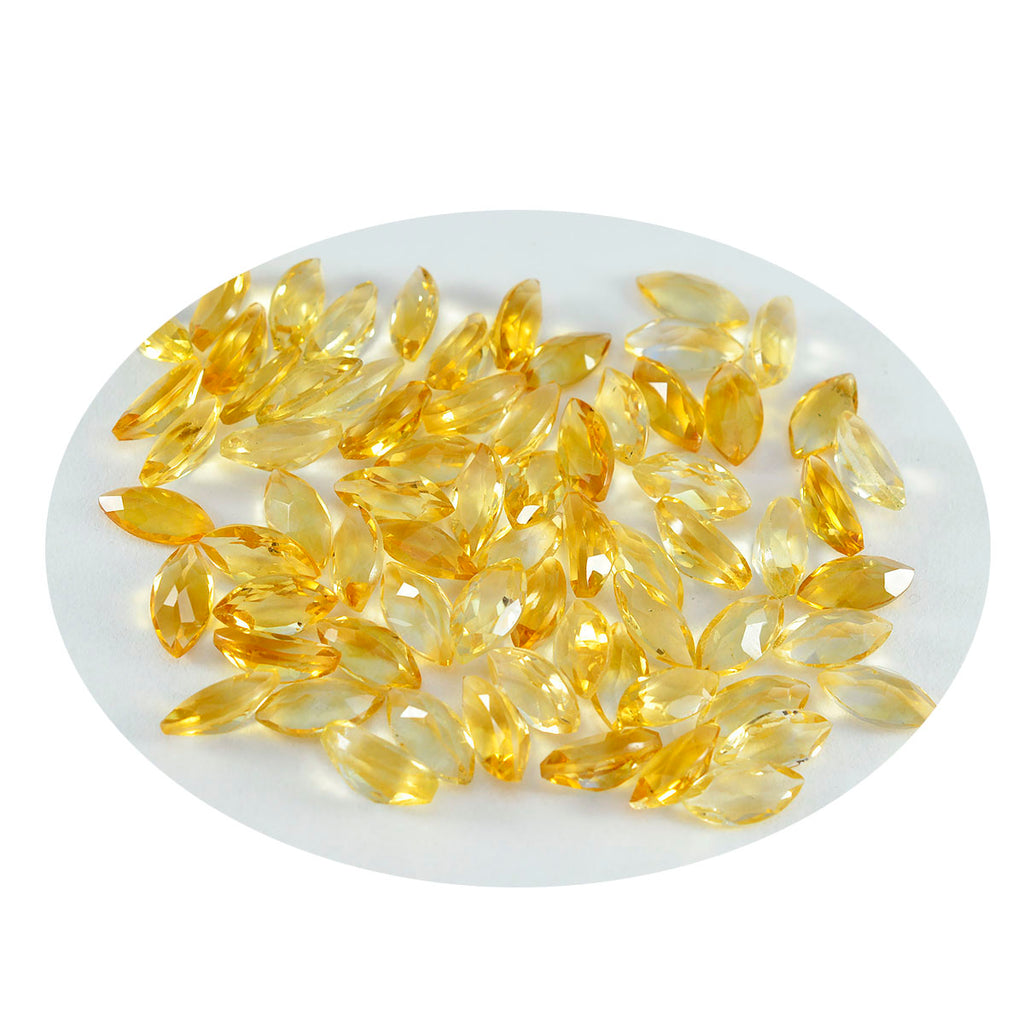 Riyogems 1PC Real Yellow Citrine Faceted 4x8 mm Marquise Shape A Quality Loose Gems