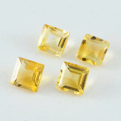 riyogems 1pc リアル イエロー シトリン ファセット 10x10 mm 正方形の形の見栄えの良い品質のルース宝石
