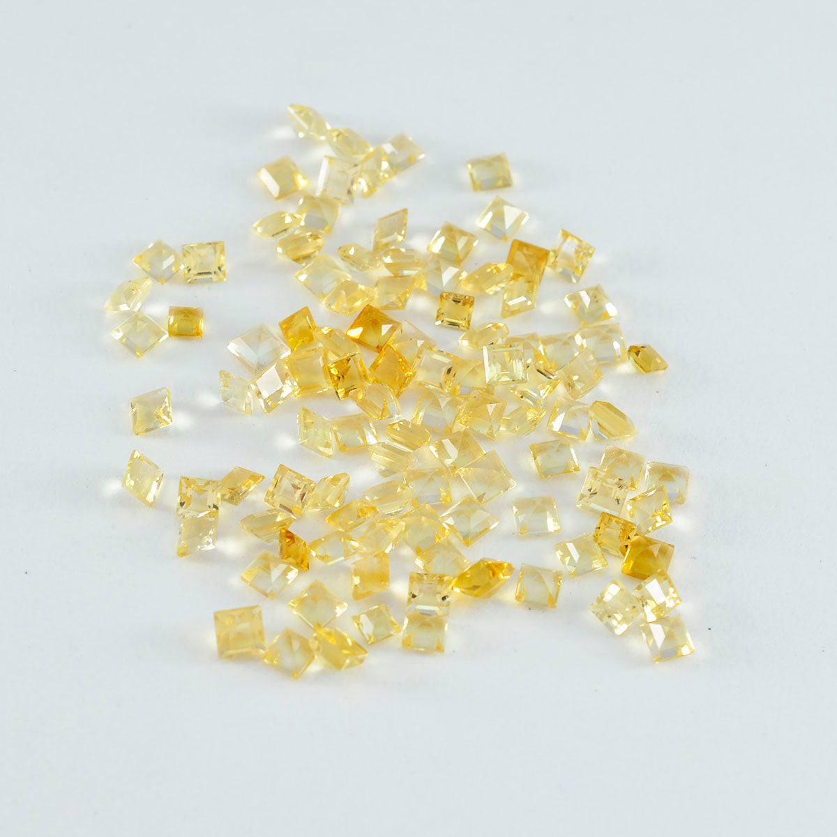Riyogems 1PC Real Yellow Citrine Faceted 4x4 mm Square Shape Nice Quality Gems