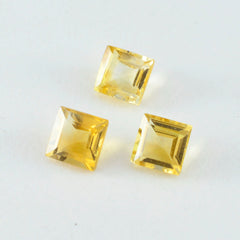 Riyogems 1pc véritable citrine jaune à facettes 8x8mm forme carrée belle qualité pierres précieuses en vrac
