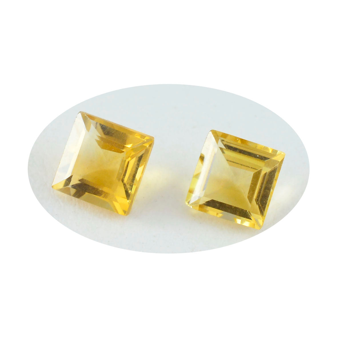 Riyogems 1 Stück natürlicher gelber Citrin, facettiert, 9 x 9 mm, quadratische Form, gut aussehender, hochwertiger loser Stein