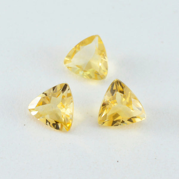 Riyogems 1PC Natural Yellow Citrine Faceted 10x10 mm Trillion Shape startling Quality Loose Gemstone