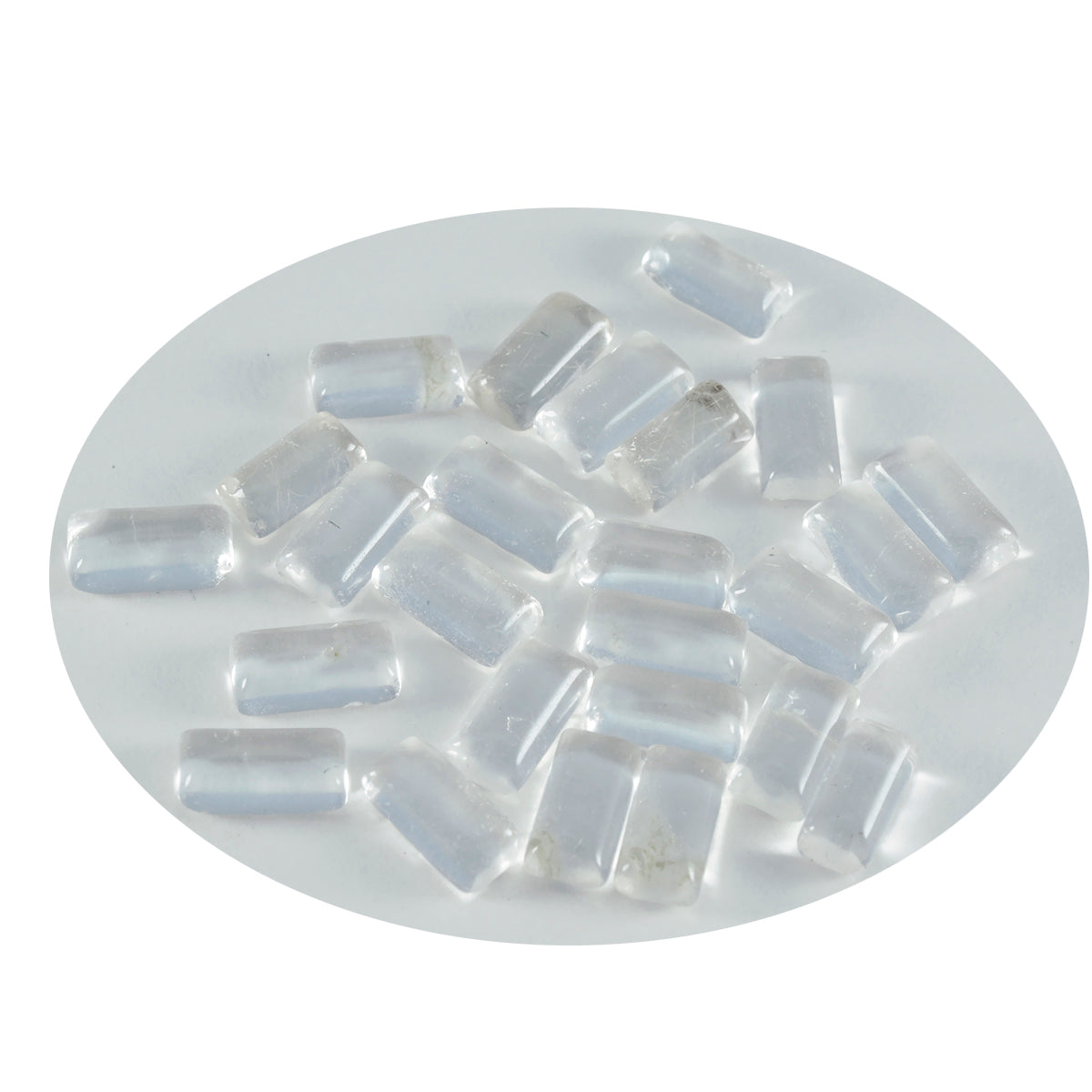 Riyogems 1PC White Crystal Quartz Cabochon 3x6 mm Baguett Shape AAA Quality Loose Gem