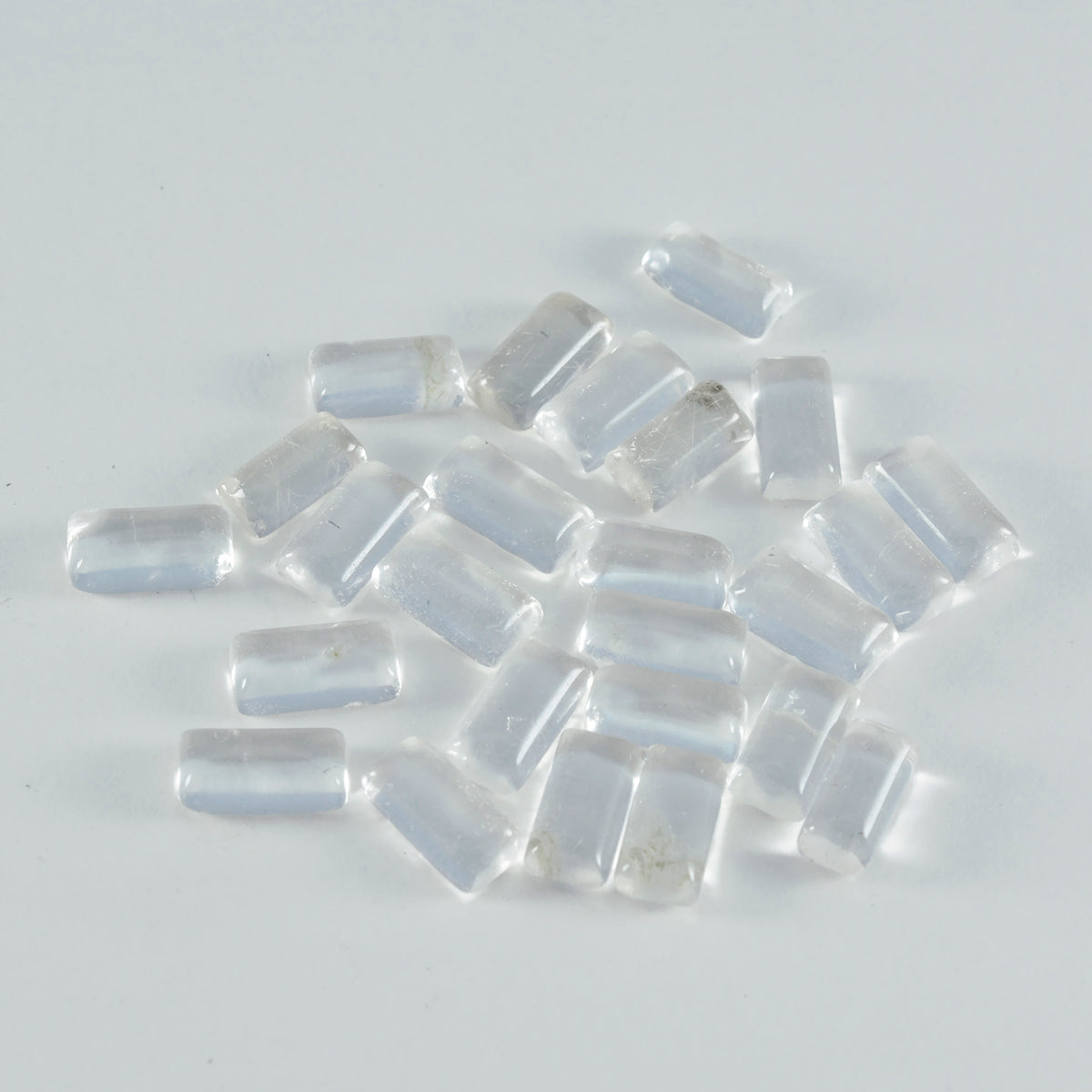 Riyogems, 1 pieza, cabujón de cuarzo de cristal blanco, 4x8mm, forma Baguett, gemas sueltas de calidad A+