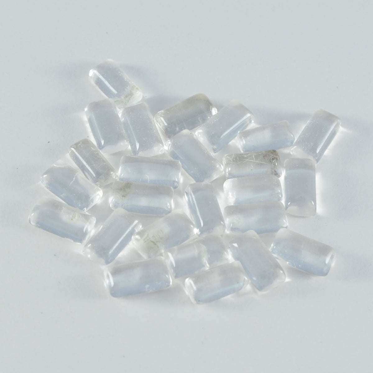 riyogems 1pc ホワイト クリスタル クォーツ カボション 4x8 mm バゲット形状 a+ 品質ルース宝石