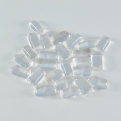 Riyogems 1PC White Crystal Quartz Cabochon 4x8 mm Baguett Shape A+ Quality Loose Gems