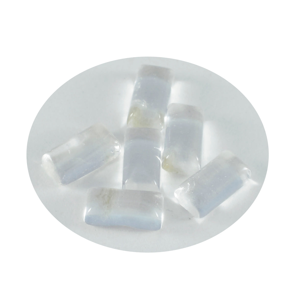 Riyogems 1PC White Crystal Quartz Cabochon 6x12 mm Baguett Shape A1 Quality Loose Gemstone