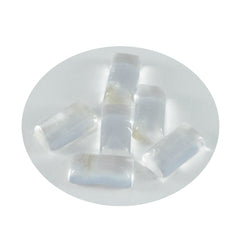 Riyogems 1PC White Crystal Quartz Cabochon 6x12 mm Baguett Shape A1 Quality Loose Gemstone