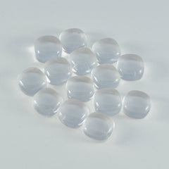 Riyogems 1 cabujón de cuarzo de cristal blanco de 6 x 6 mm con forma de cojín, piedra preciosa de calidad atractiva