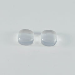 Riyogems 1 cabujón de cuarzo de cristal blanco de 10x10 mm con forma de cojín, piedra preciosa suelta de buena calidad