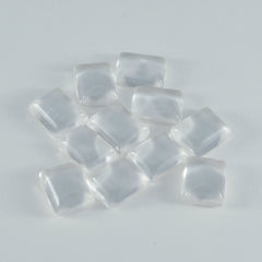 Riyogems 1 Stück weißer Kristallquarz-Cabochon, 10 x 12 mm, achteckige Form, fantastischer, hochwertiger loser Stein