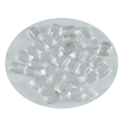 Riyogems 1 Stück weißer Kristallquarz-Cabochon, 4 x 6 mm, achteckige Form, Edelstein von ausgezeichneter Qualität