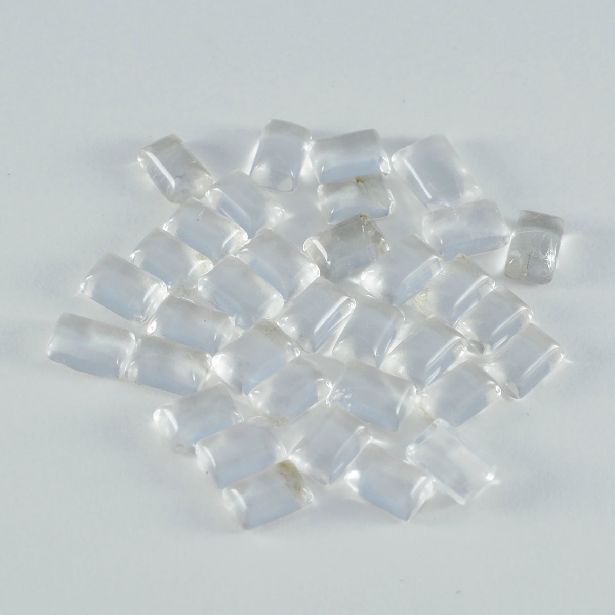 Riyogems 1PC White Crystal Quartz Cabochon 4x6 mm Octagon Shape excellent Quality Gem