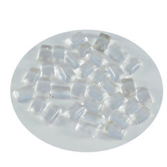 Riyogems 1 Stück weißer Kristallquarz-Cabochon, 5 x 7 mm, Achteckform, hübsche Qualitätsedelsteine