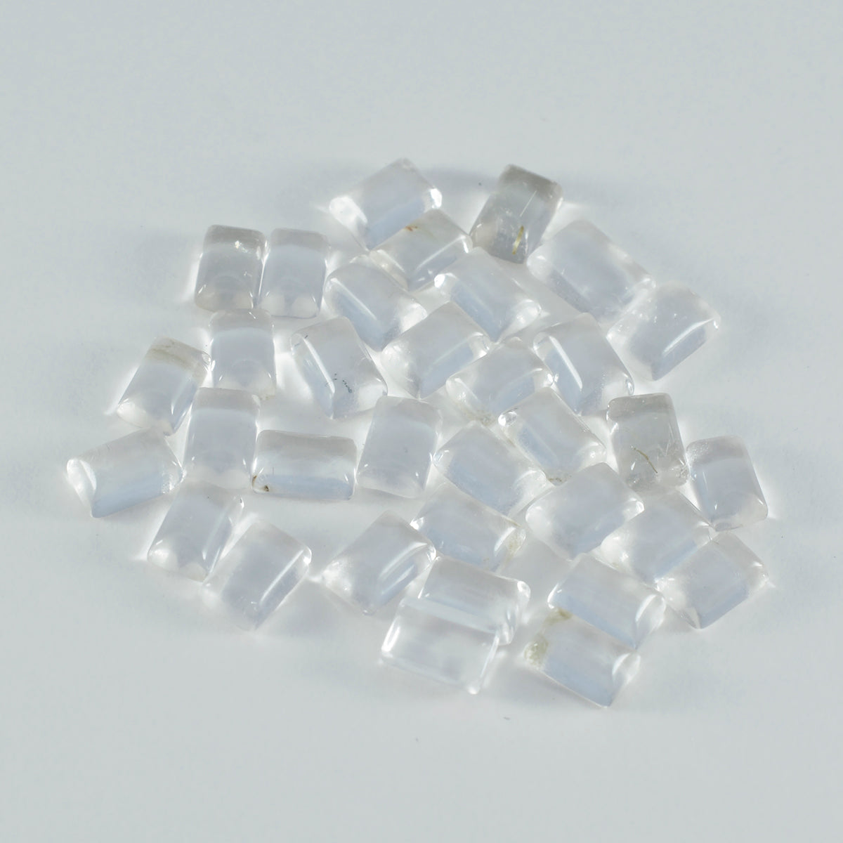 Riyogems 1 Stück weißer Kristallquarz-Cabochon, 5 x 7 mm, Achteckform, hübsche Qualitätsedelsteine