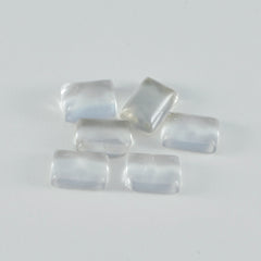 Riyogems 1 Stück weißer Kristallquarz-Cabochon, 8 x 10 mm, achteckige Form, hübscher, hochwertiger, loser Edelstein