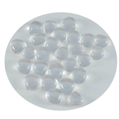 Riyogems 1 Stück weißer Kristallquarz-Cabochon, 5 x 5 mm, Herzform, Stein von hervorragender Qualität