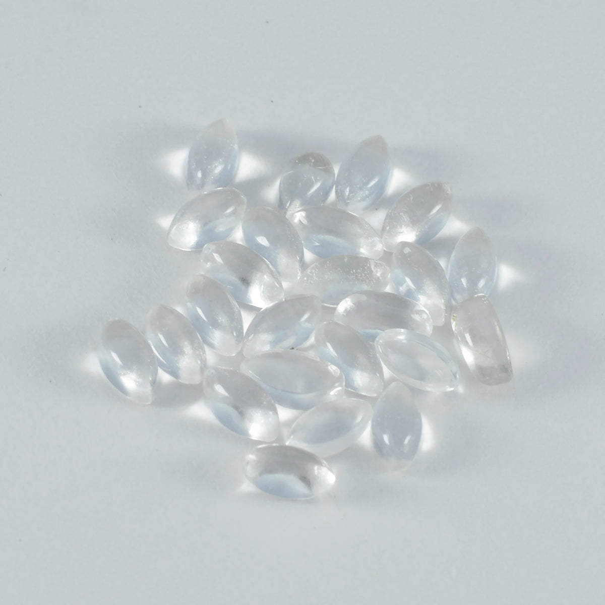 Riyogems 1 cabujón de cuarzo de cristal blanco de 0.197 x 0.394 in, forma de marquesa, hermosa calidad, piedra preciosa suelta