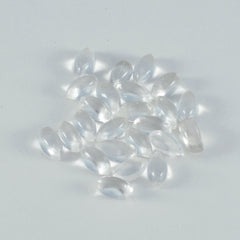 Riyogems 1 Stück weißer Kristallquarz-Cabochon, 4 x 8 mm, Marquise-Form, schöne Qualität, loser Stein
