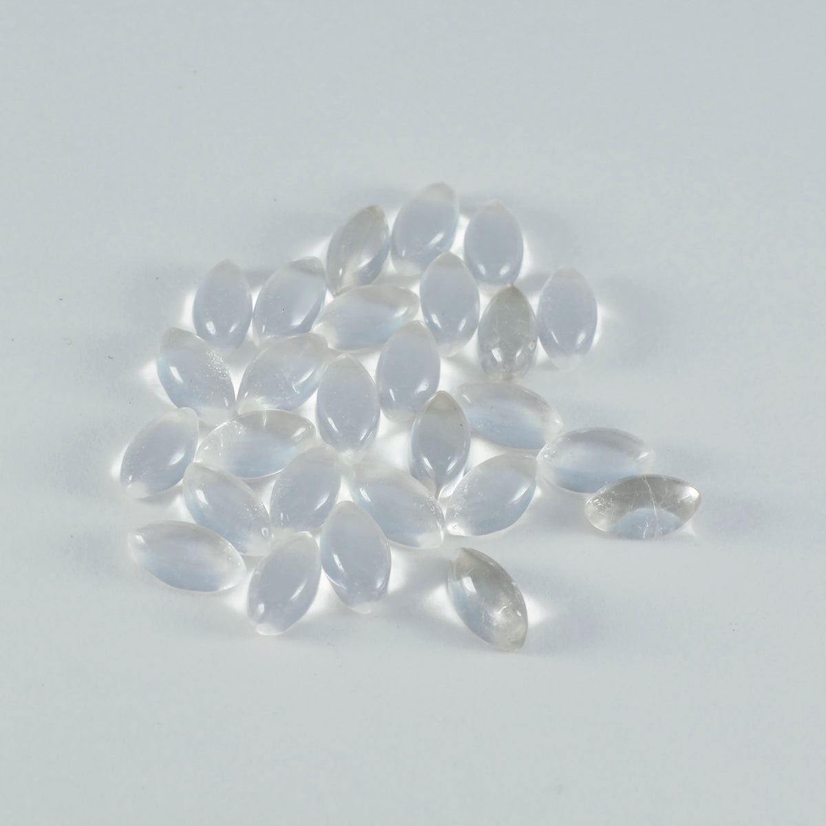 Riyogems, 1 pieza, cabujón de cuarzo de cristal blanco, 6x12mm, forma de marquesa, gema de calidad atractiva