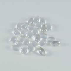 Riyogems 1PC White Crystal Quartz Cabochon 5x10 mm Marquise Shape beautiful Quality Loose Gemstone